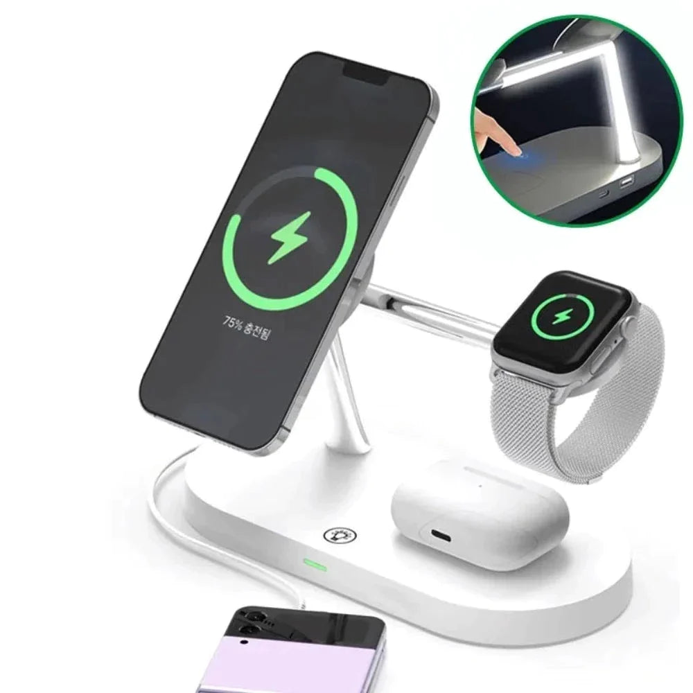 Desktop Magnetic Wireless Charging Station with Built in Lights - Mag Max Mart