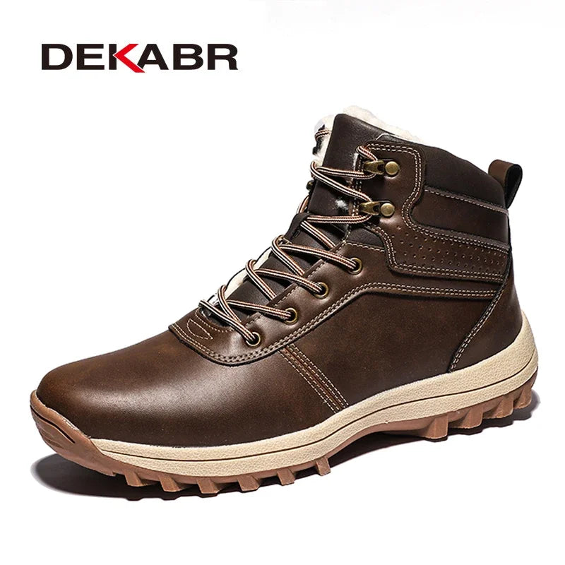 DEKABR Winter Warm Men Boots Genuine Leather Fur Snow Boots - MAGM Enterprises LLC