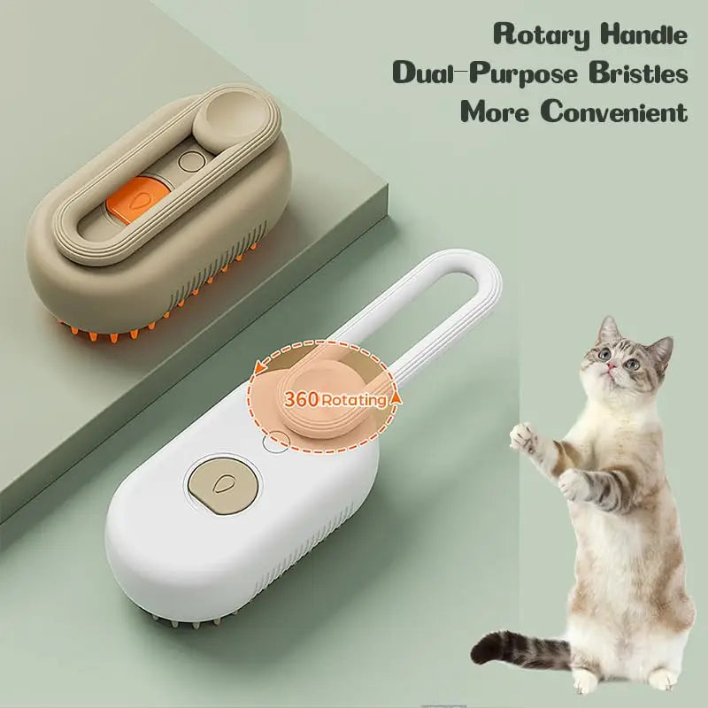 Steamy Dog Brush Electric Spray Cat Hair Brush 3 in1 Dog Steamer Brush for Massage Pet Grooming Removing Tangled and Loose Hair - Mag Max Mart