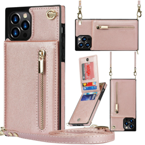 Slim Zipper Wallet Back Case for iPhone With Crossbody Strap - Mag Max Mart