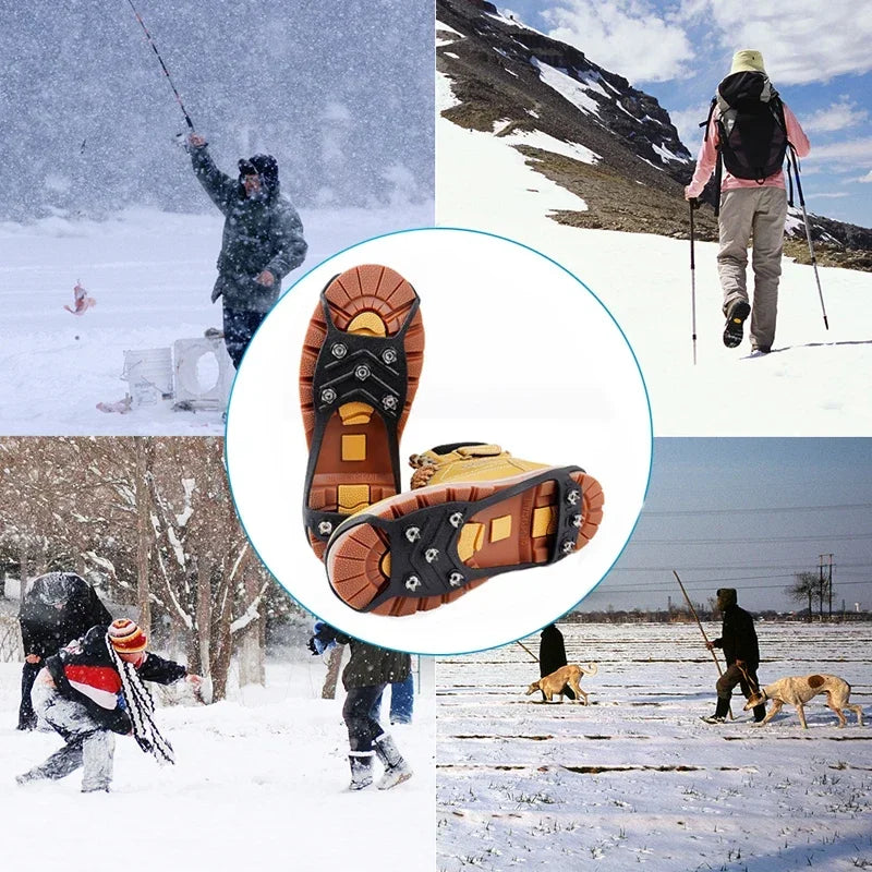 1Pair 8-Snow Teeth Anti-Skid Snow Lce Climbing Shoe Spikes Ice Grips - MAGM Enterprises LLC