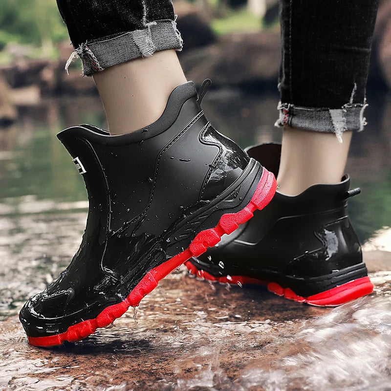 Hot Men's Fashion Rain Boot Men Outdoor Waterproof Slip-on Fishing - MAGM Enterprises LLC