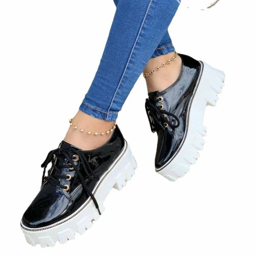 Thick Heel Flat Platform Oxford Women Shoes - MAGM Enterprises LLC