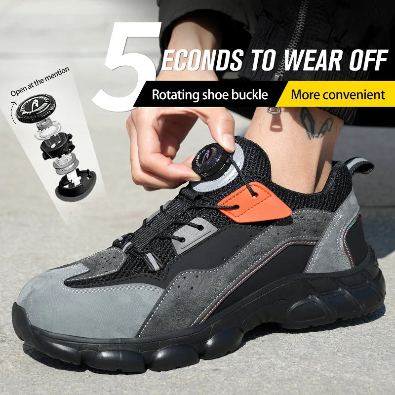 Breathable Safety Shoes Men Rotating Buttons Work Shoes Anti-smash - MAGM Enterprises LLC