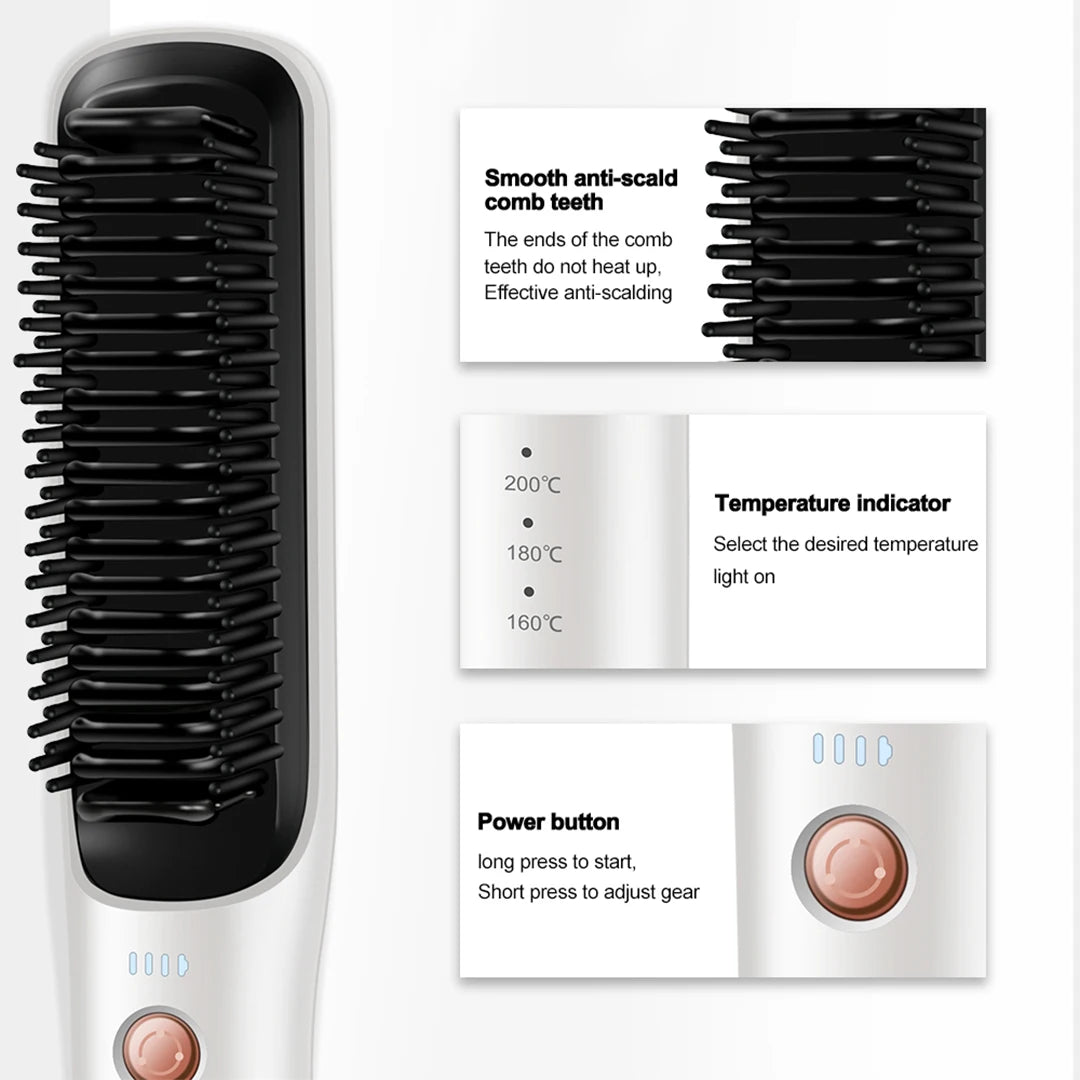 Wireless Hair Straightening Brush USB Charging Hot Comb Iron 3 - MAGM Enterprises LLC