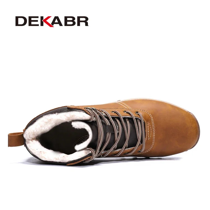 DEKABR Winter Warm Men Boots Genuine Leather Fur Snow Boots - MAGM Enterprises LLC