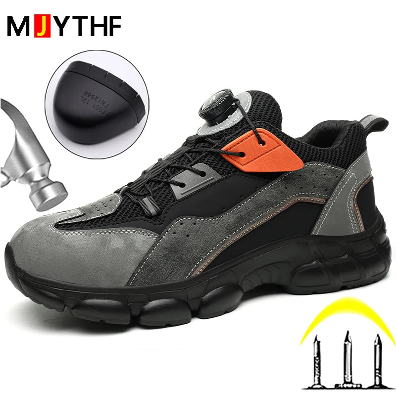 Breathable Safety Shoes Men Rotating Buttons Work Shoes Anti-smash - MAGM Enterprises LLC