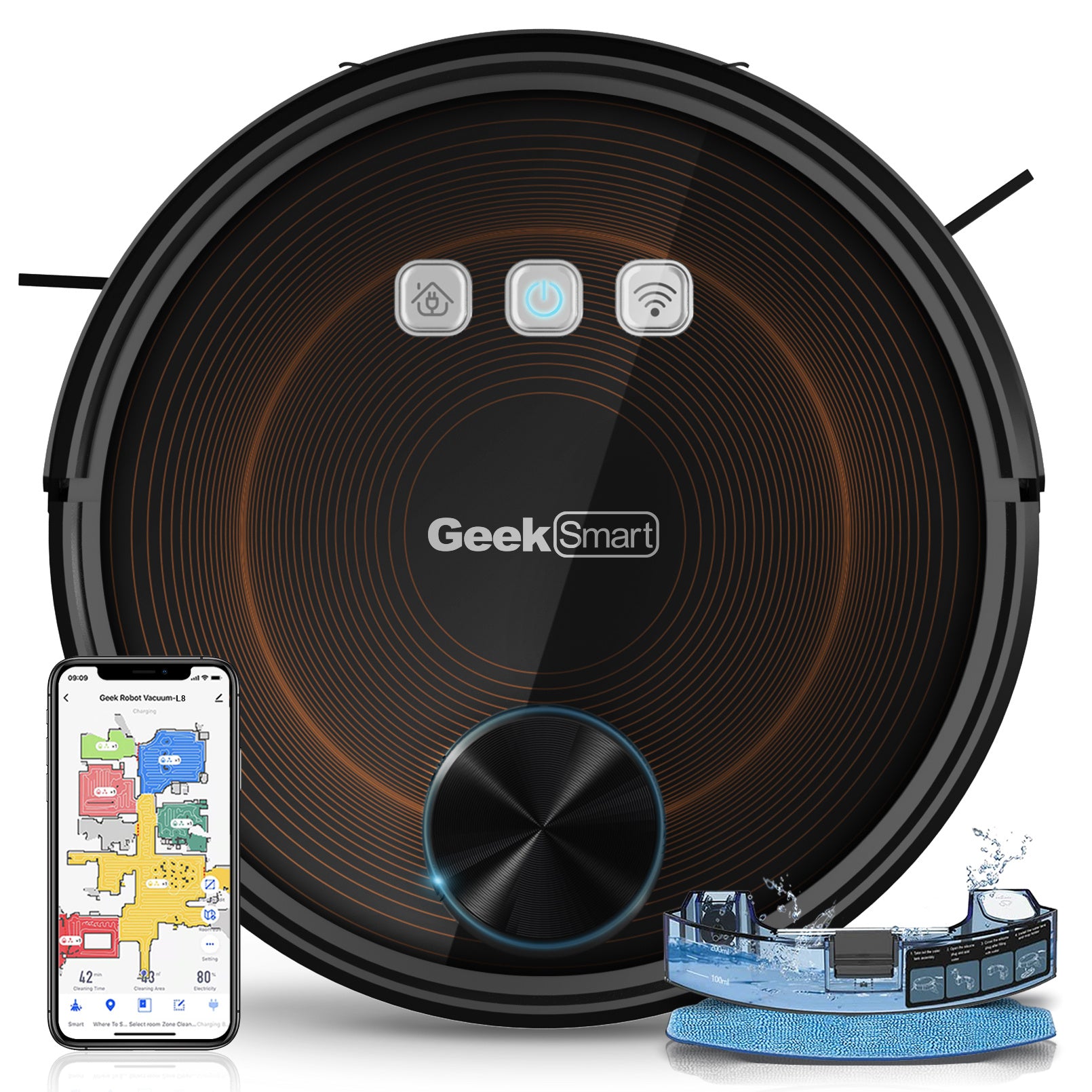 Geek Smart L8 Robot Vacuum Cleaner And Mop, LDS Navigation, Wi-Fi Connected APP - HOME VACUUM ROBOT - MAGM Enterprises LLC