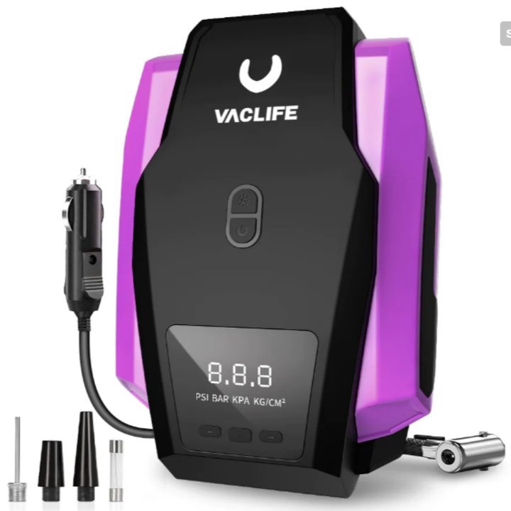 VacLife Air Compressor Tire Inflator, DC 12V Portable Air Compressor For Car Tires, Auto Tire Pump With LED Light, Digital Air Pump For Car Tires, Bicycles And Other Inflatables - MAGM Enterprises LLC