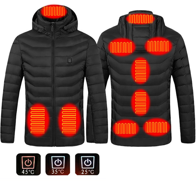 Men Heated Puffer Jacket Electric Heating Coat Insulated Hood Windbreaker 9Heat Zones - Mag Max Mart