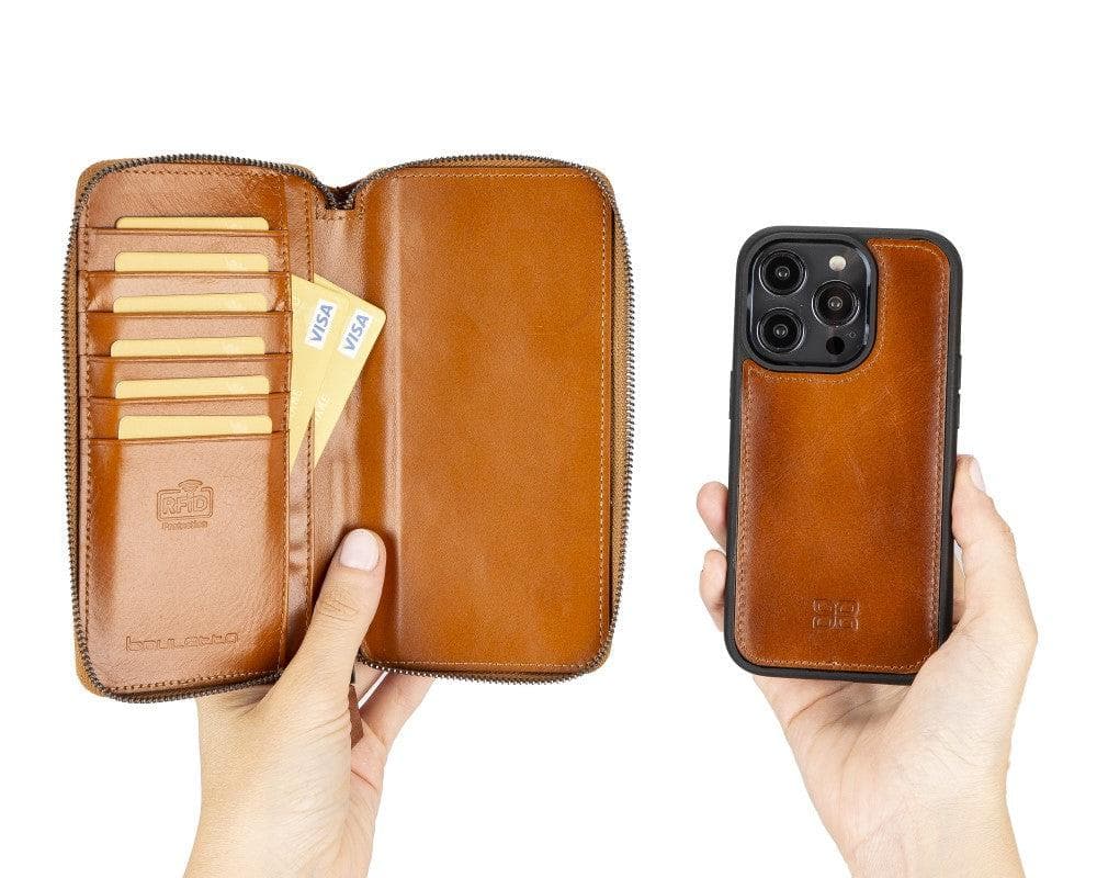 Apple iPhone 14 Series Detachable and Zipper Leather Wallet Case - PMW - Mag Max Mart