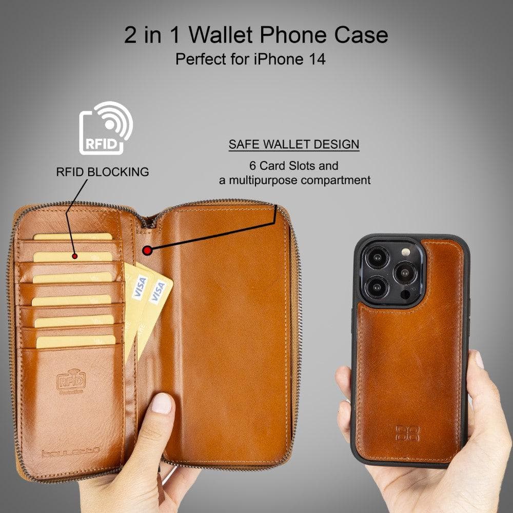 Apple iPhone 14 Series Detachable and Zipper Leather Wallet Case - PMW - Mag Max Mart