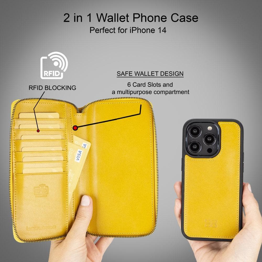 Apple iPhone 14 Series Detachable and Zipper Leather Wallet Case - PMW - Mag Max Mart