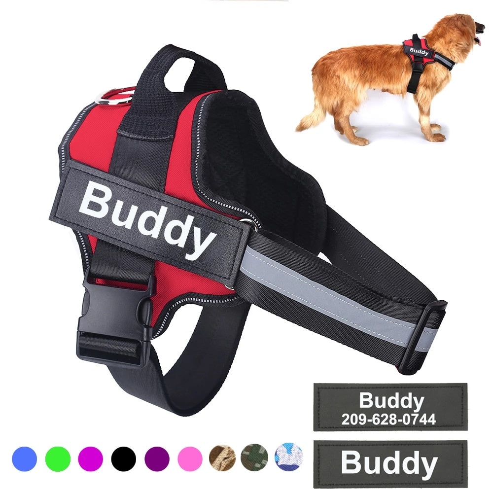 Personalized Dog Harness NO PULL Reflective Breathable Adjustable Pet Harness Vest For Small Large Dog Custom Patch Pet Supplies - MAGM Enterprises LLC