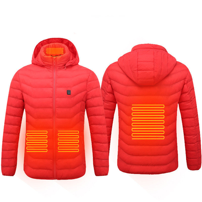 Men Heated Puffer Jacket Electric Heating Coat Insulated Hood Windbreaker 9Heat Zones - Mag Max Mart