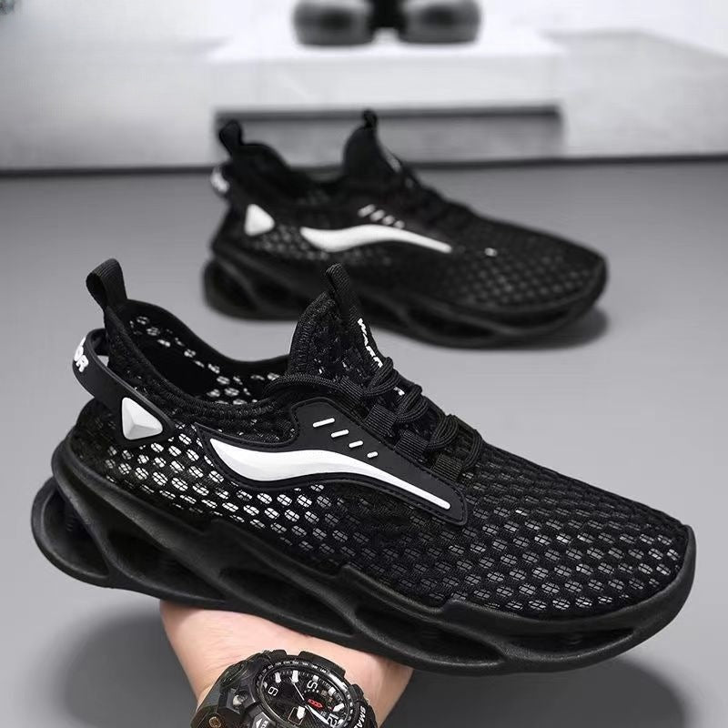 Men's Lace-up Sneakers Mesh Sports Shoes Fashion Hollow-sole Low Top Running Shoes - MAGM Enterprises LLC