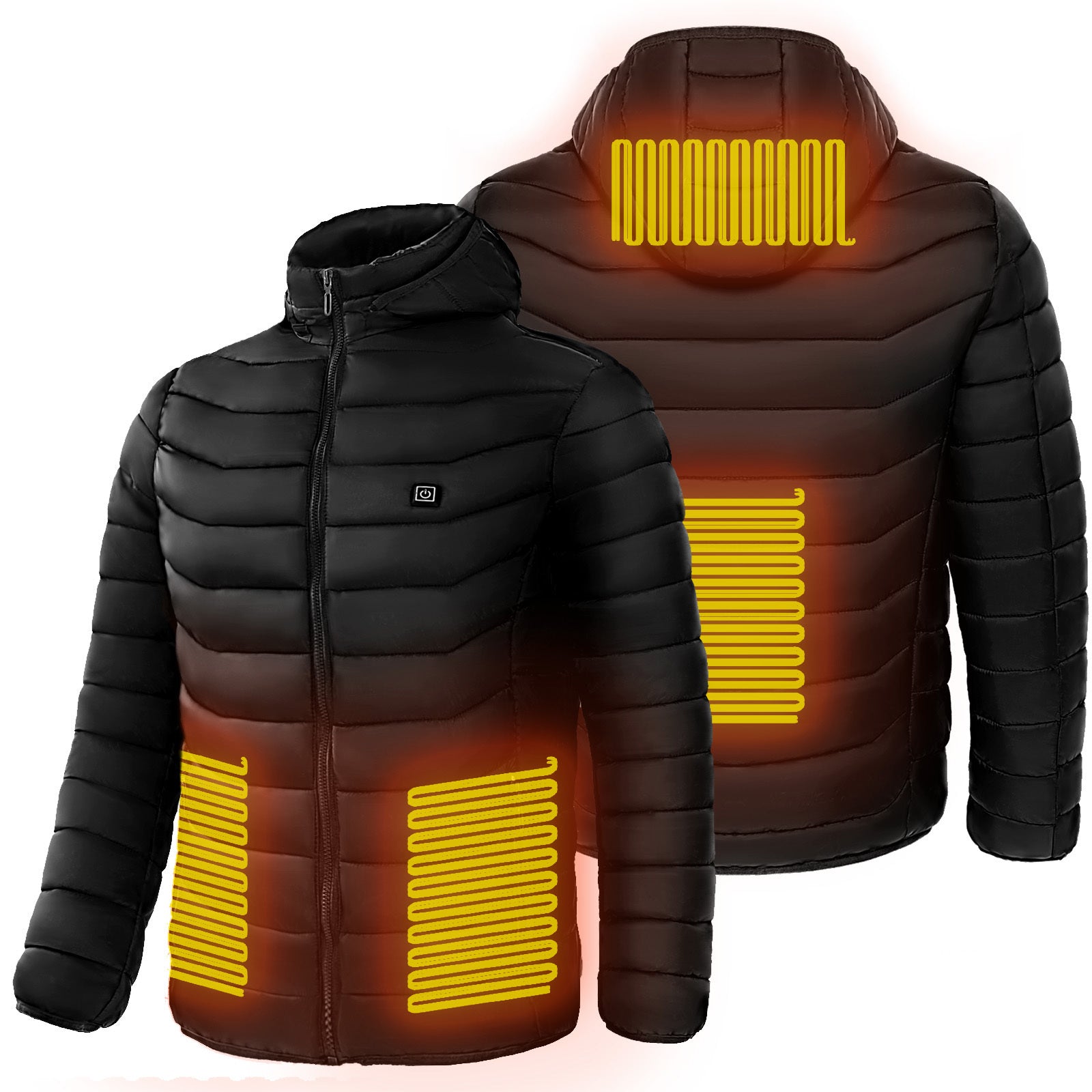 Men Heated Puffer Jacket Electric Heating Coat Insulated Hood Windbreaker 9Heat Zones - Mag Max Mart