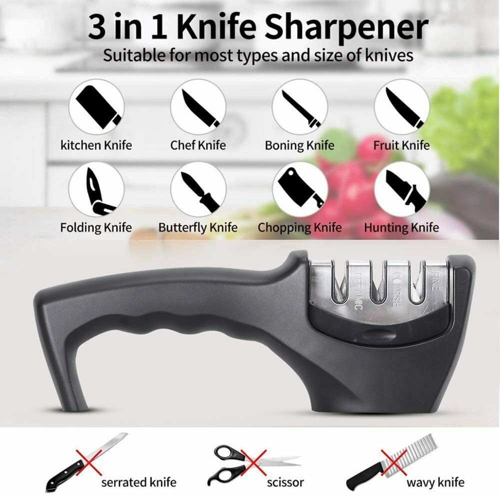 KNIFE SHARPENER Ceramic Tungsten Kitchen Knives Blade Sharpening System Tool USA - Mag Max Mart