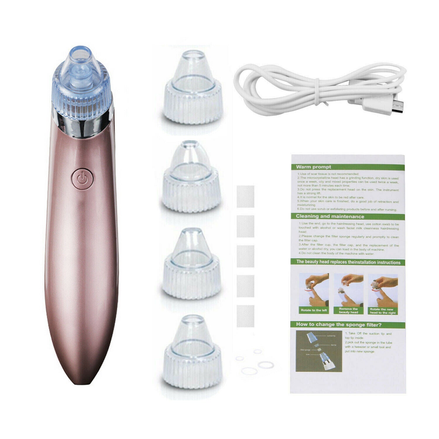 Electric Blackhead Vacuum Pore Cleaner Acne Pimple Remover Strong Suction Tool Electric Blackhead Remover Pore Vacuum Suction Diamond Dermabrasion Face Cleaner - MAGM Enterprises LLC