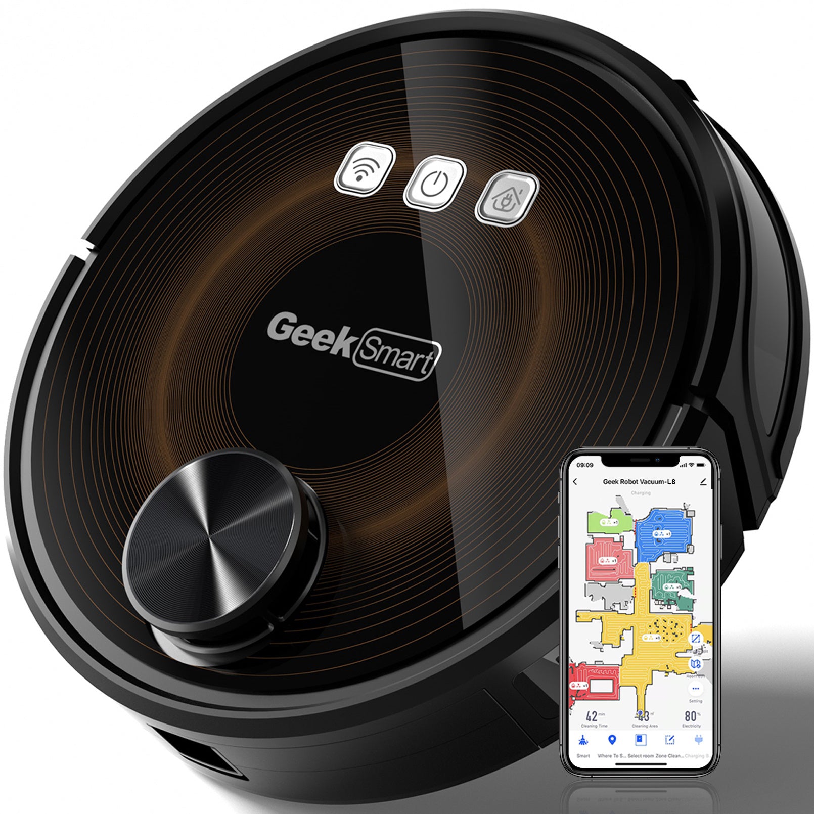 Geek Smart L8 Robot Vacuum Cleaner And Mop, LDS Navigation, Wi-Fi Connected APP - HOME VACUUM ROBOT - MAGM Enterprises LLC