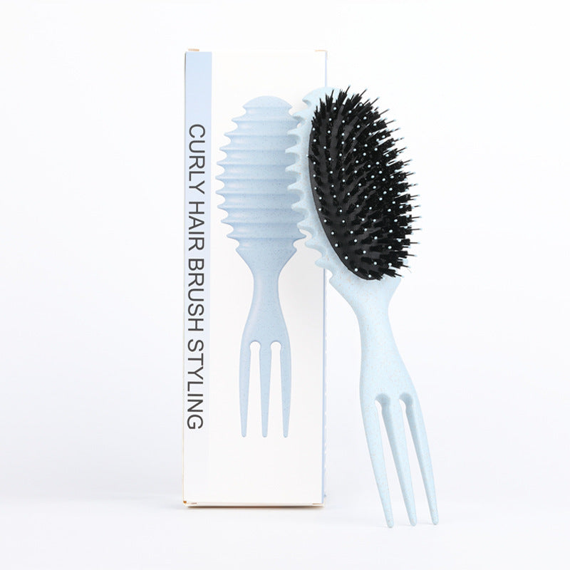 Curl Defining Bounce Hair Brush Barbershop Boar Bristle Comb Detangling Shaping Hairbrushes Professional Salon Home Styling Comb Women Hair Brush - Mag Max Mart