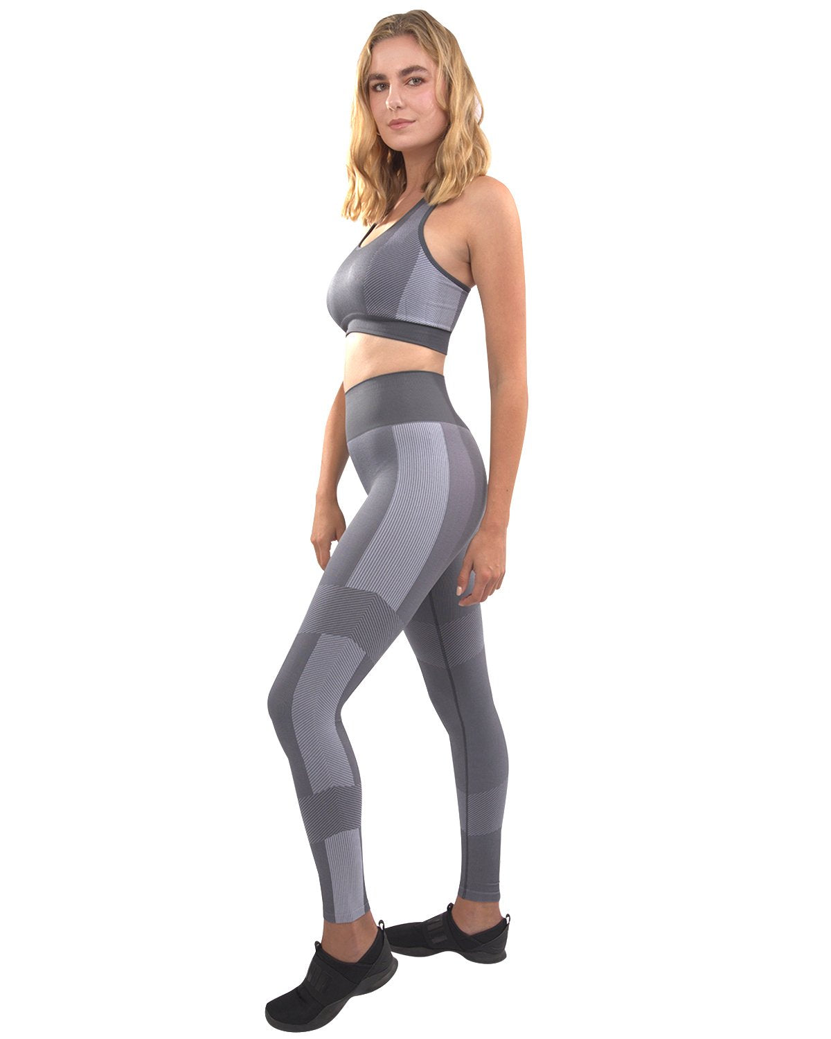 Arleta Seamless Leggings & Sports Bra Set - Grey - For Women - Mag Max Mart