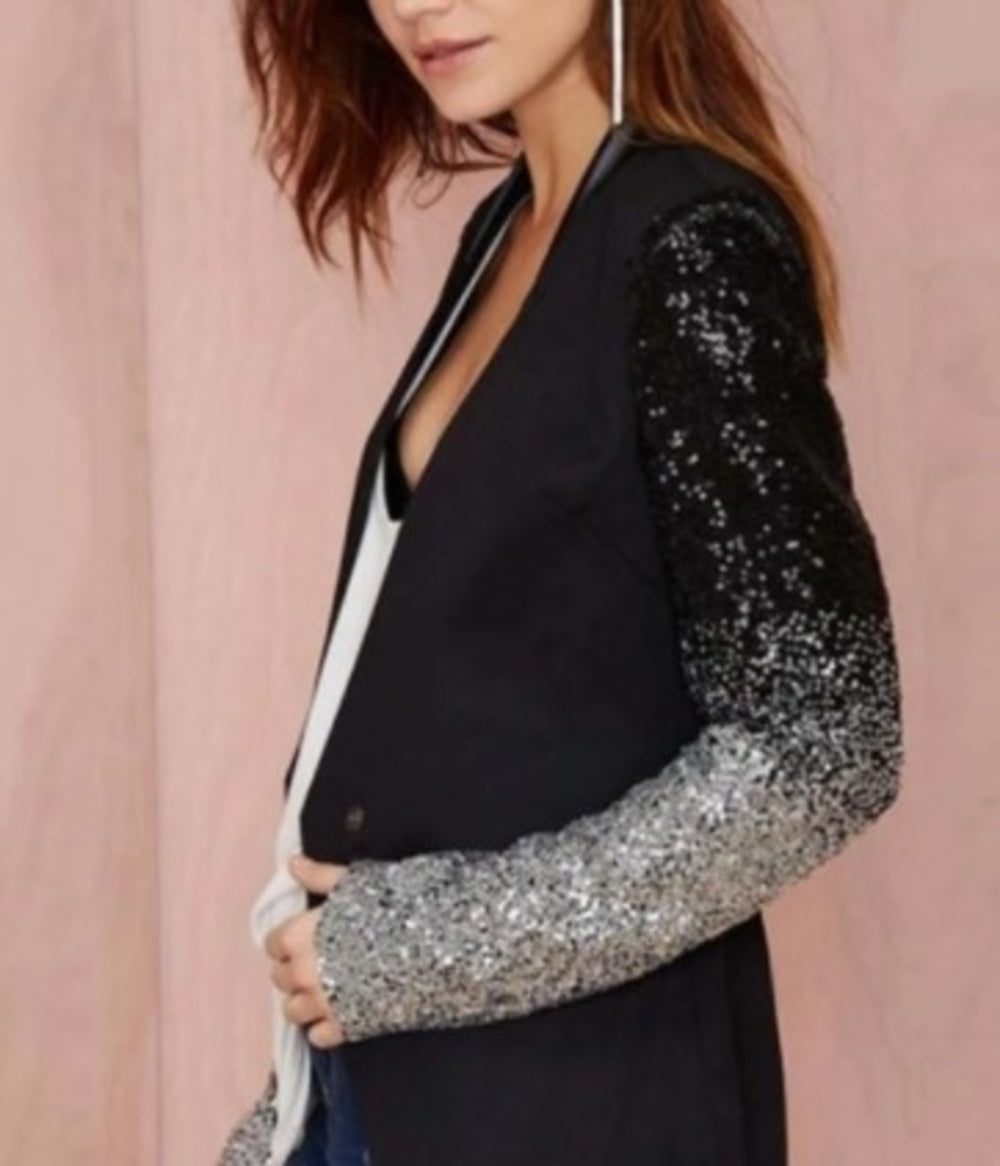 Womens Blazer with Sequins Sleeve - MAGM Enterprises LLC