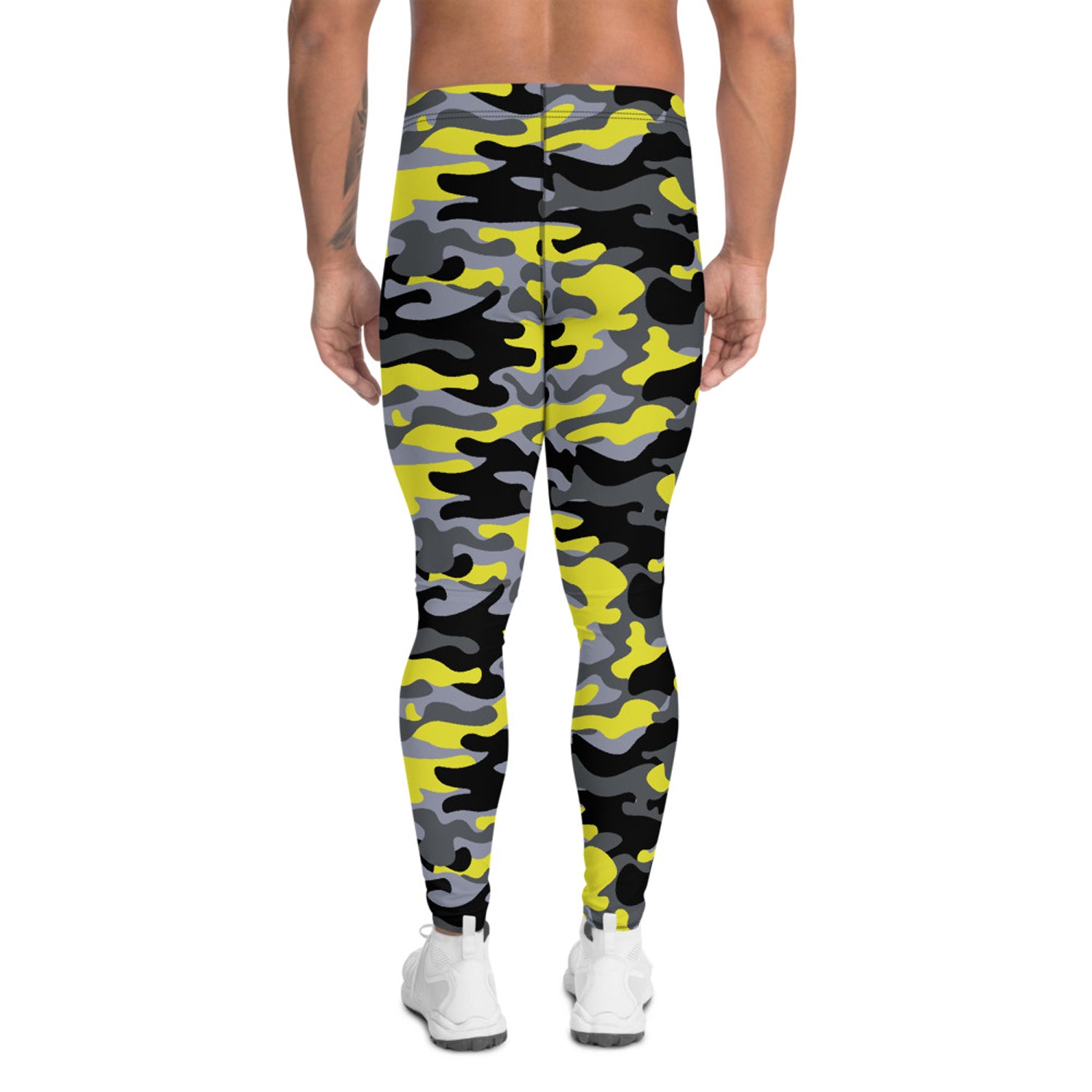 Gray and Yellow Camo Leggings for Men - MAGM Enterprises LLC