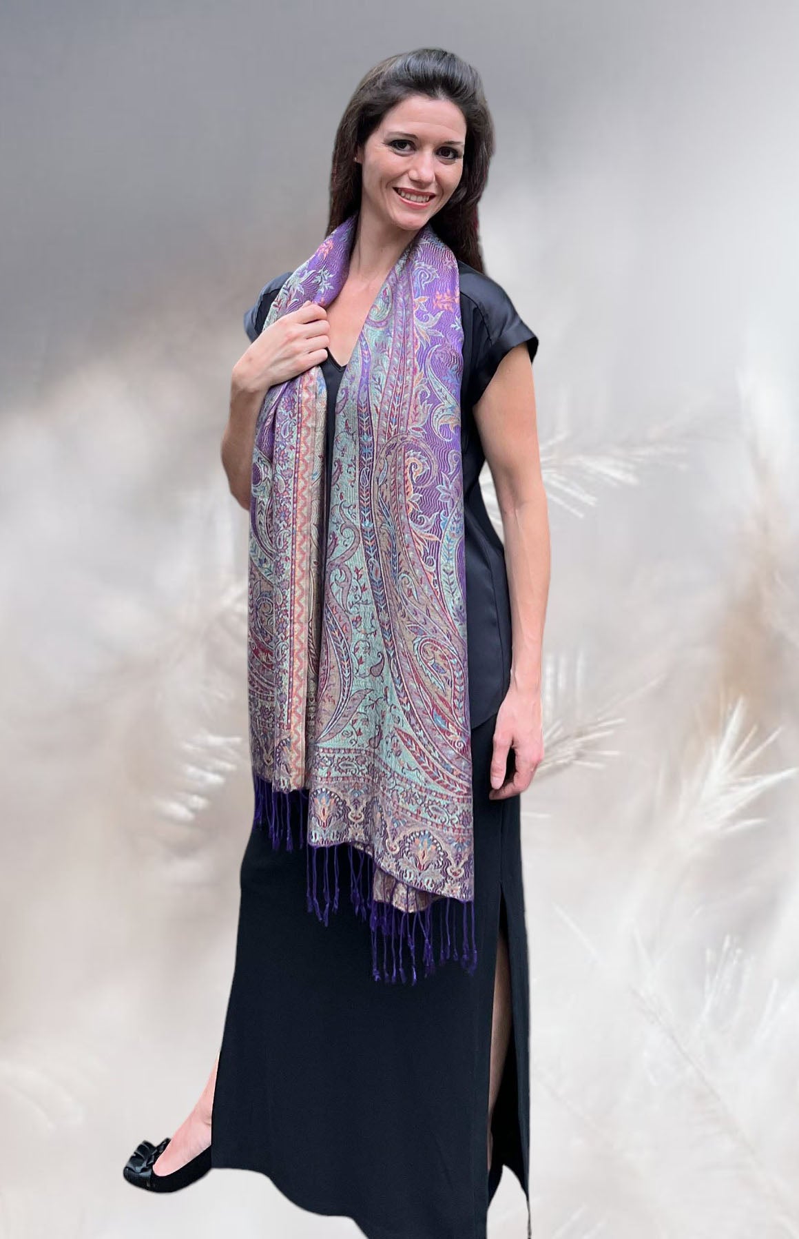 Purple Jamawar Pashmina Scarf - Mag Max Mart