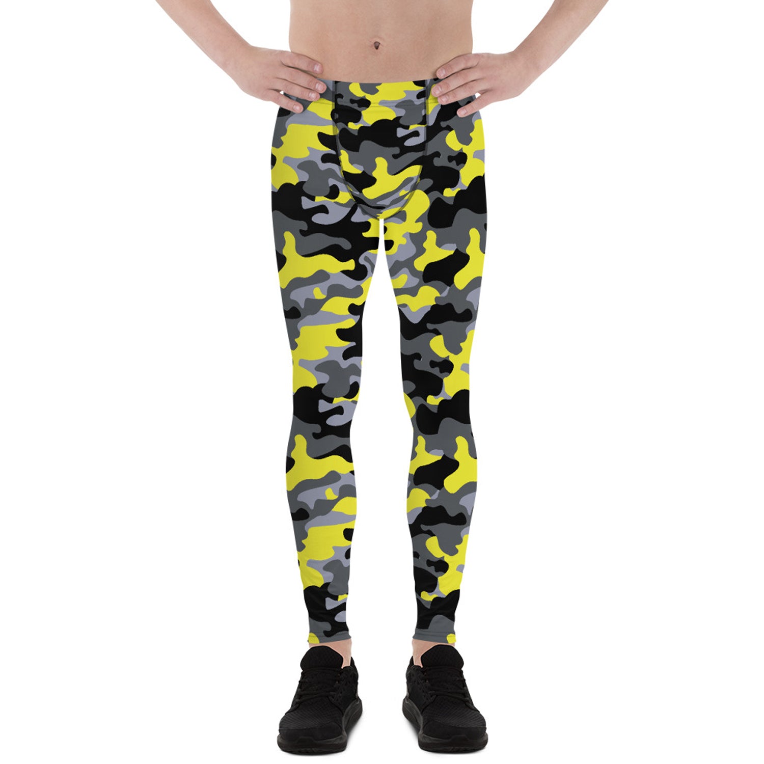 Gray and Yellow Camo Leggings for Men - MAGM Enterprises LLC