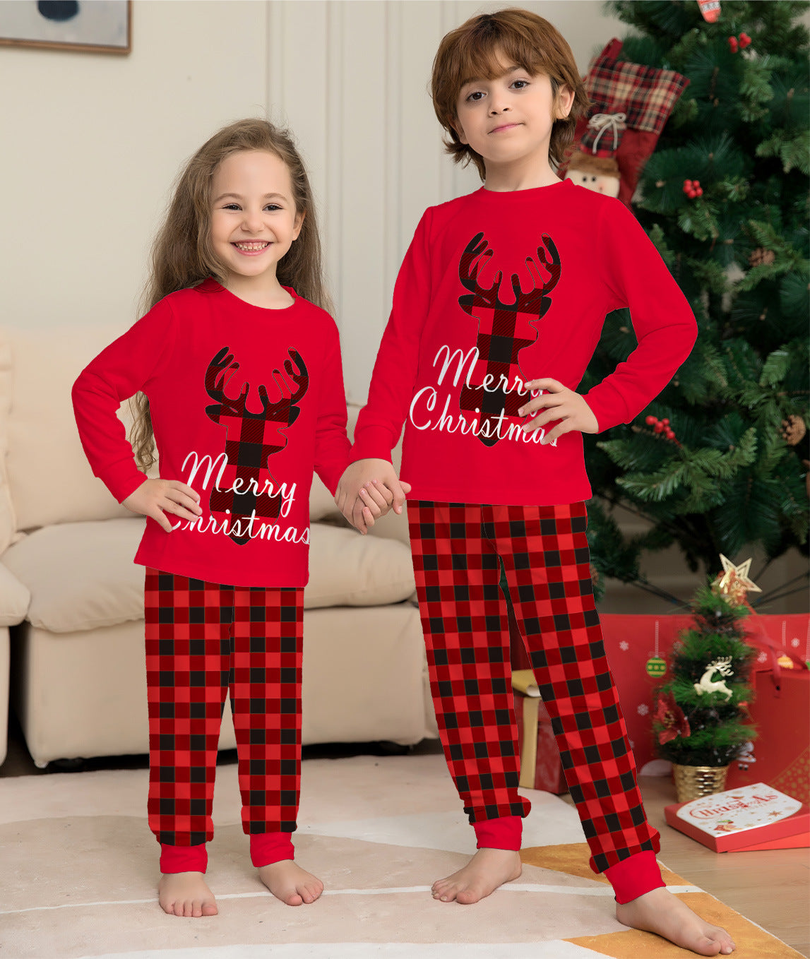 Christmas Family Matching Pajamas Set Christmas Holiday PJs Elk Top Pants Set Pajamas For Family Mom Dad Kids Baby - MAGM Enterprises LLC