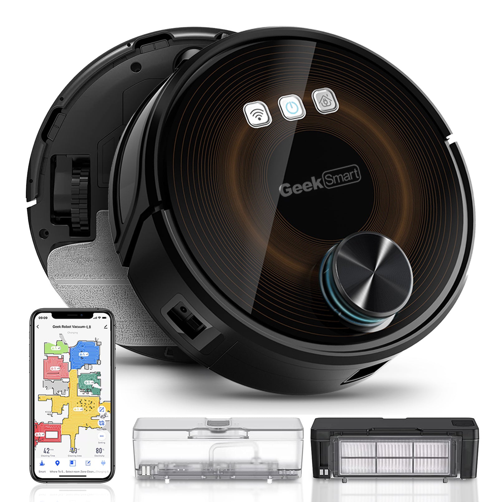 Geek Smart L8 Robot Vacuum Cleaner And Mop, LDS Navigation, Wi-Fi Connected APP - HOME VACUUM ROBOT - MAGM Enterprises LLC