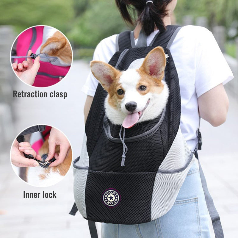 Pet Dog Carrier Carrier For Dogs Backpack Out Double Shoulder Portable Travel Outdoor Carrier Bag Mesh - MAGM Enterprises LLC