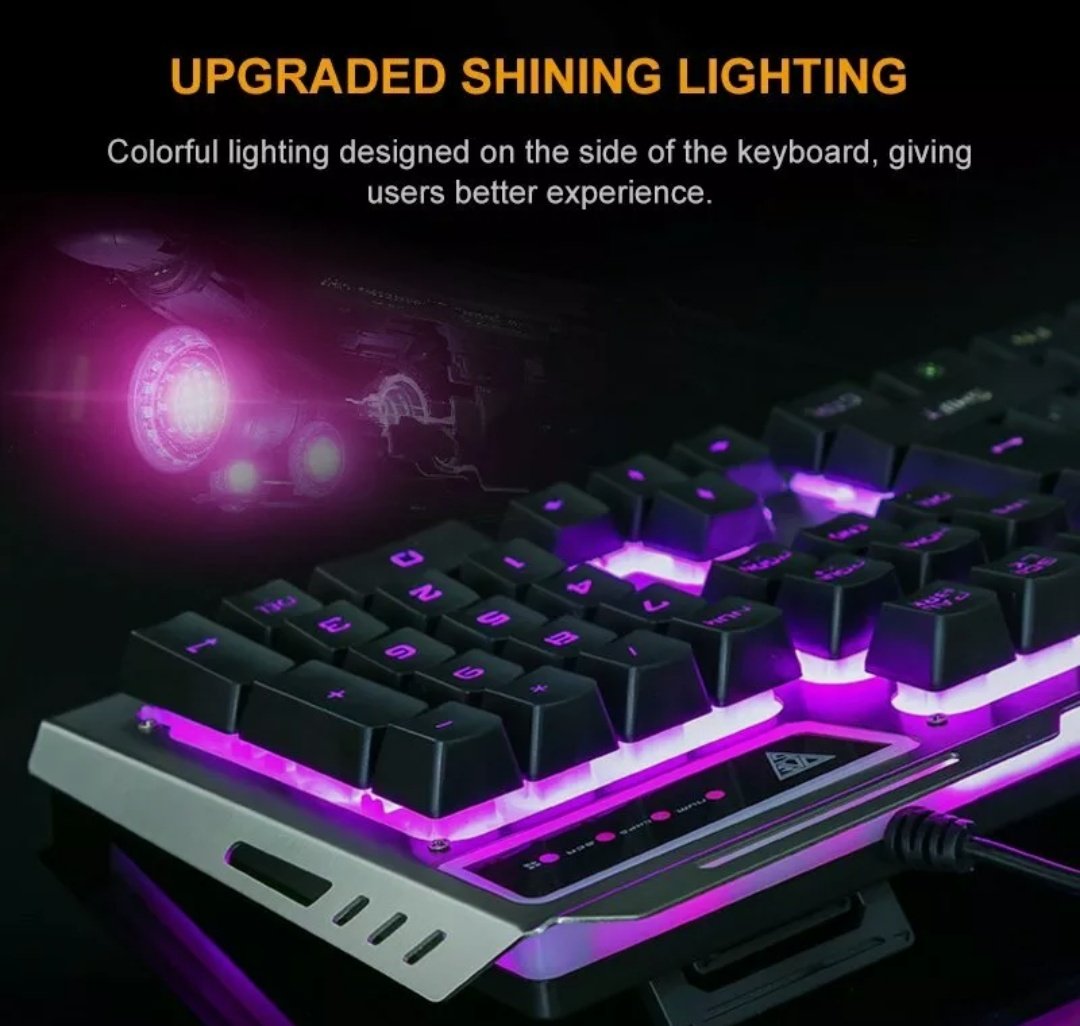 Ninja Dragon Metallic Silver Mechanical Gaming Keyboard and Mouse Set - Mag Max Mart