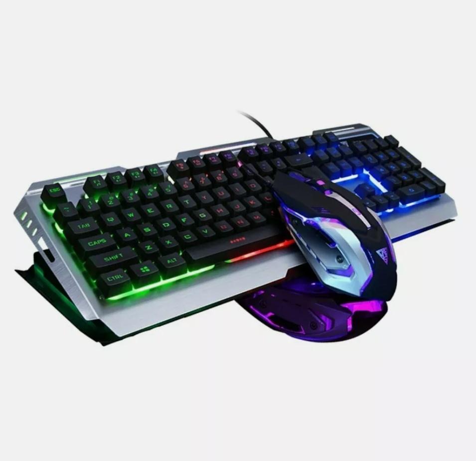 Ninja Dragon Metallic Silver Mechanical Gaming Keyboard and Mouse Set - Mag Max Mart