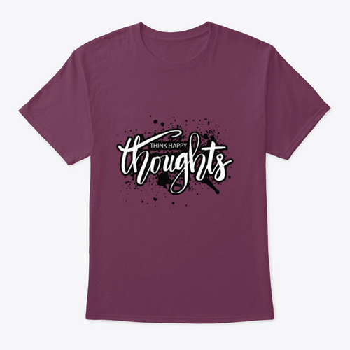 Think Happy Thoughts, Handwritten Lettering. Quote Typography - MAGM Enterprises LLC