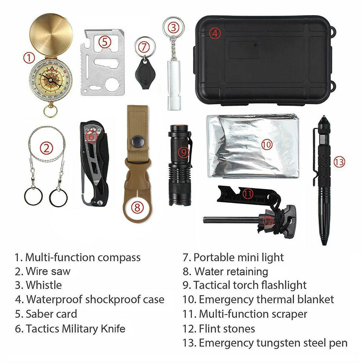 14 in 1 Outdoor Emergency Survival And Safety Gear Kit Camping tools - Mag Max Mart